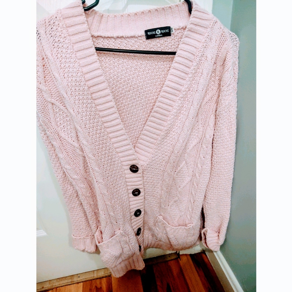 Pink Cable knit cardigan